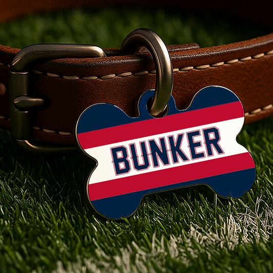 New England Game Day Tag – Blue Gridiron Edition