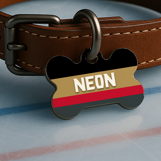 Vegas Gameday Style, Ice Time Black & Gold Edition, Double Sided Dog Tag